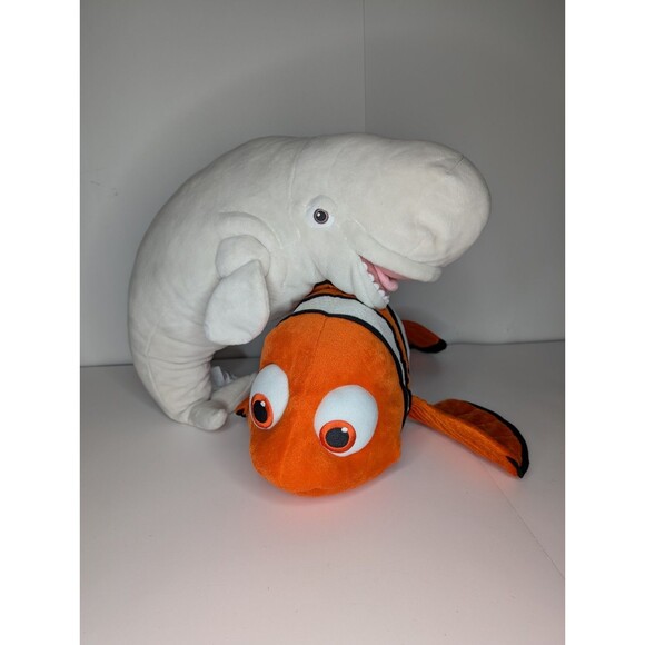 Disney Store Bailey Beluga Whale 18" & Nemo Plush Stuffed Animal Finding Dory - Picture 1 of 13